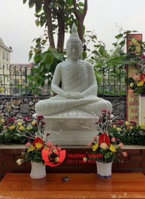 Tượng Phật Thích Ca Bằng Đá Trắng - 0075