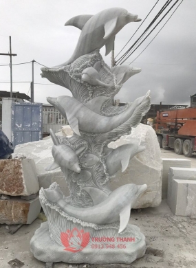 Tượng đá cá heo nghệ thuật - 0013