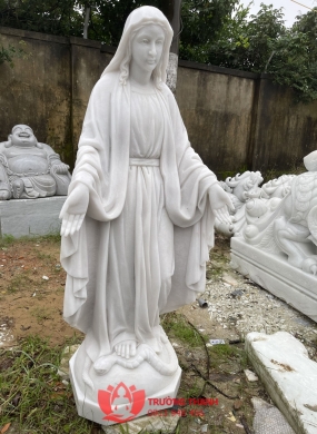 Tượng Đức Mẹ Maria Bằng Đá Trắng - 0010