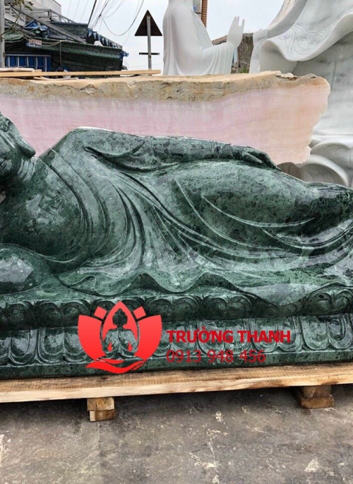 Tượng Phật Nhập Niết Bàn Bằng Đá Ấn Độ - 0011