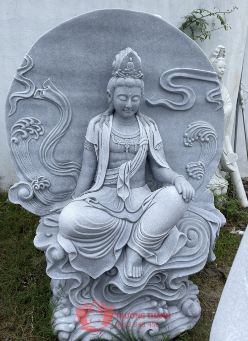 Tượng quan âm tự tại bằng đá - 0018