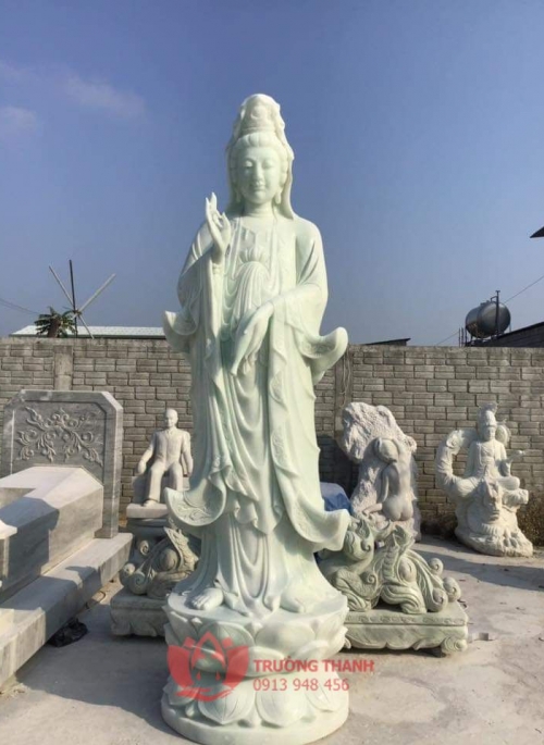 Tượng Quan Âm bằng đá trắng 3m - 0061
